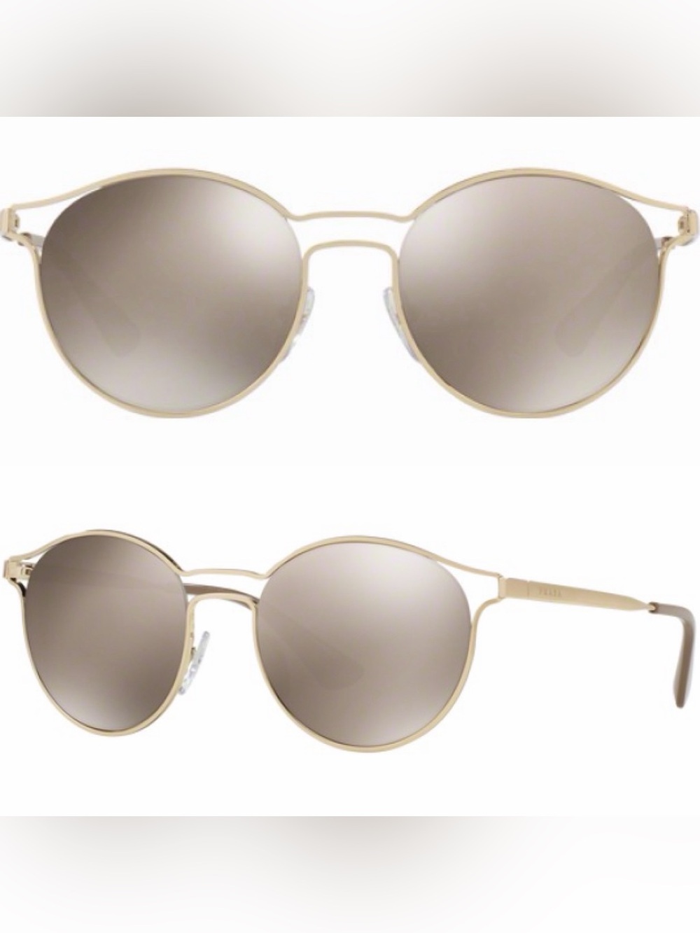 PRADA SPR 62s Gold Round Metal Sunglasses